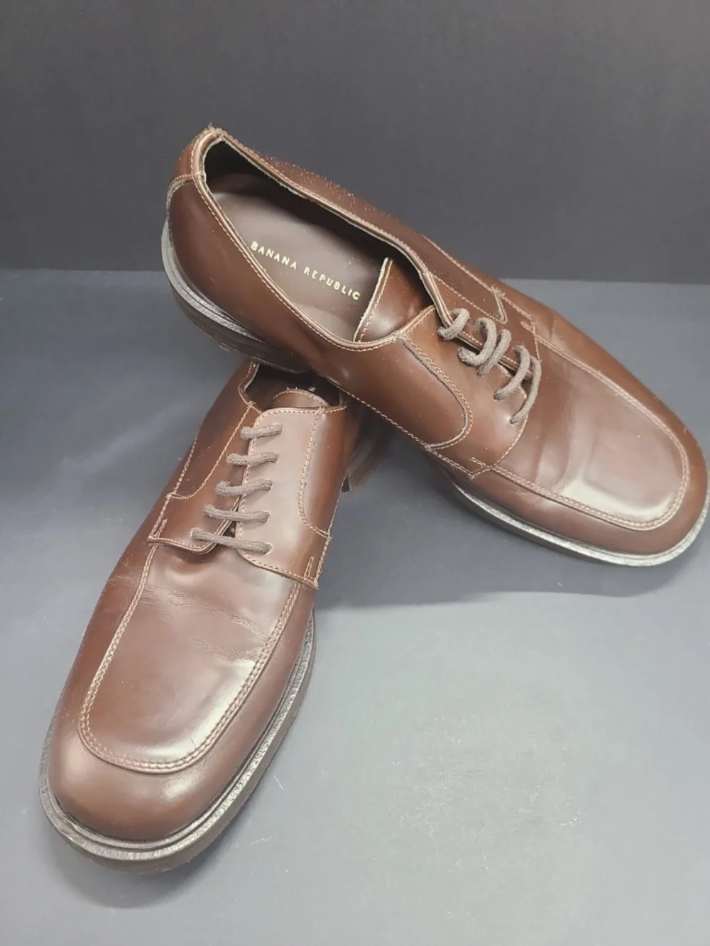 Banana Republic Men's Italian Leather Lace-up Brown Dress Shoe Size 8.5
